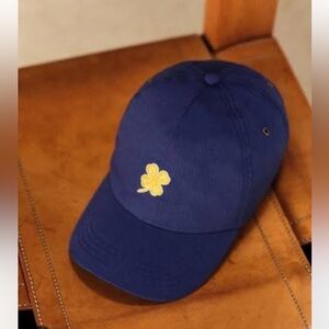 Sezane Octobre navy Blue Cap with Yellow Clover/ NEW
